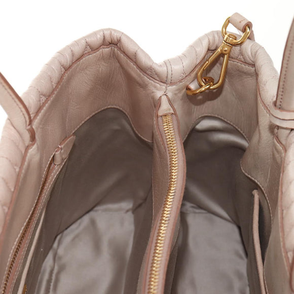 Miu Miu Hand Bag Leather 2way Gold pink beige Auth am9331V