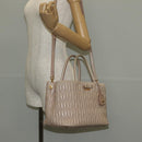 Miu Miu Hand Bag Leather 2way Gold pink beige Auth am9331V-30