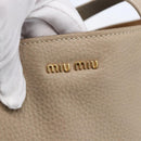 Miu Miu Tote Bag Leather Beige Auth am9332V-14
