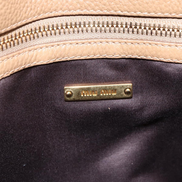 Miu Miu Tote Bag Leather Beige Auth am9332V