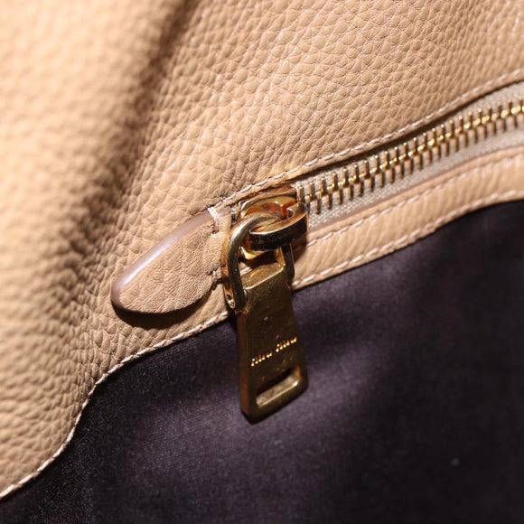 Miu Miu Tote Bag Leather Beige Auth am9332V