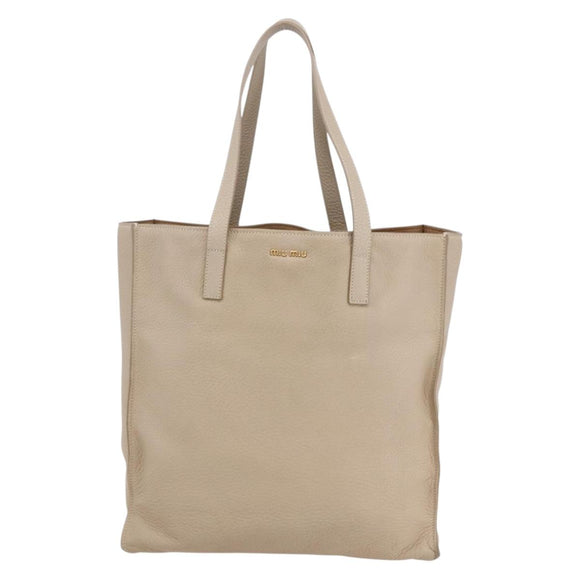 Miu Miu Tote Bag Leather Beige Auth am9332V
