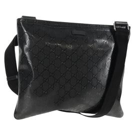 GUCCI GG implementation Shoulder Bag PVC Black Silver 201446 Auth am9344V