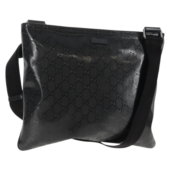 GUCCI GG implementation Shoulder Bag PVC Black Silver 201446 Auth am9344V