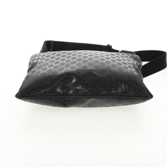 GUCCI GG implementation Shoulder Bag PVC Black Silver 201446 Auth am9344V