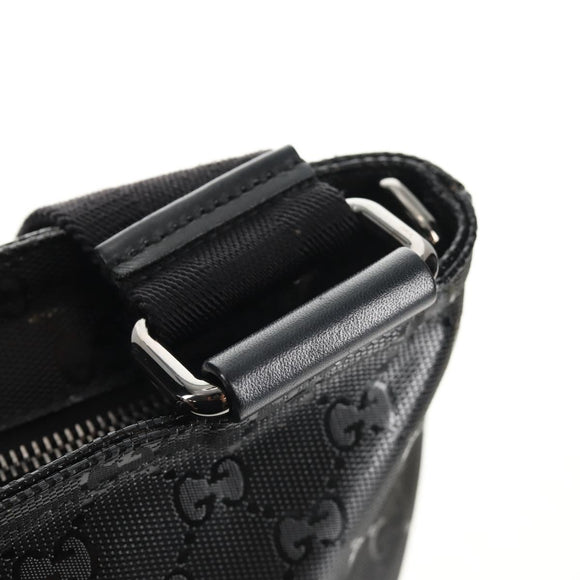 GUCCI GG implementation Shoulder Bag PVC Black Silver 201446 Auth am9344V