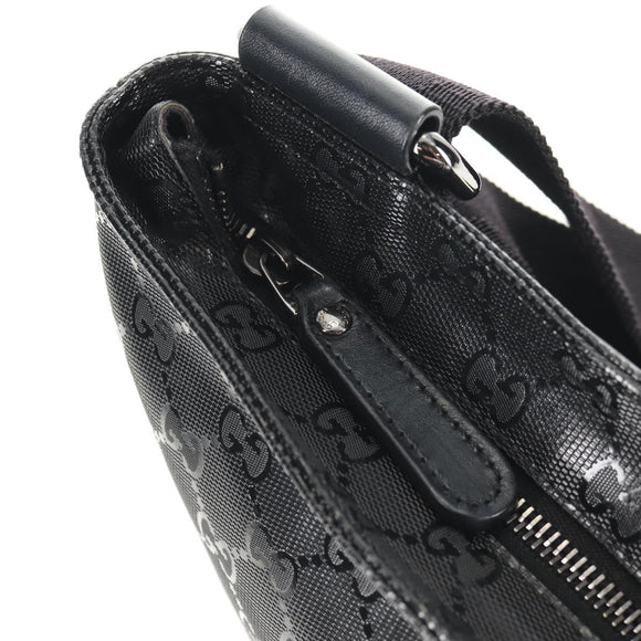 GUCCI GG implementation Shoulder Bag PVC Black Silver 201446 Auth am9344V