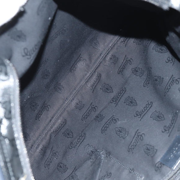 GUCCI GG implementation Shoulder Bag PVC Black Silver 201446 Auth am9344V