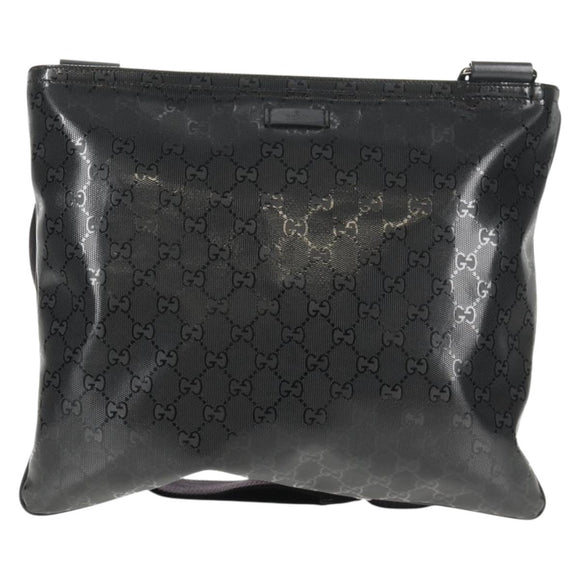 GUCCI GG implementation Shoulder Bag PVC Black Silver 201446 Auth am9344V