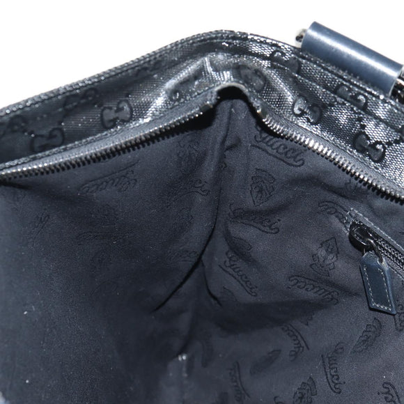 GUCCI GG implementation Shoulder Bag PVC Black Silver 201446 Auth am9344V