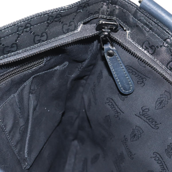 GUCCI GG implementation Shoulder Bag PVC Black Silver 201446 Auth am9344V