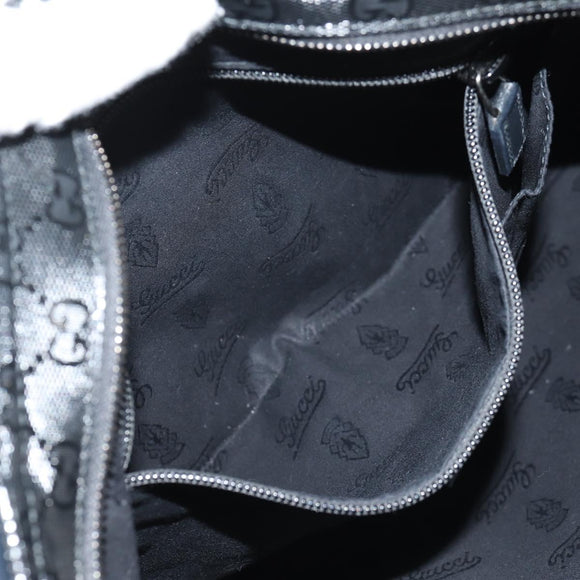 GUCCI GG implementation Shoulder Bag PVC Black Silver 201446 Auth am9344V