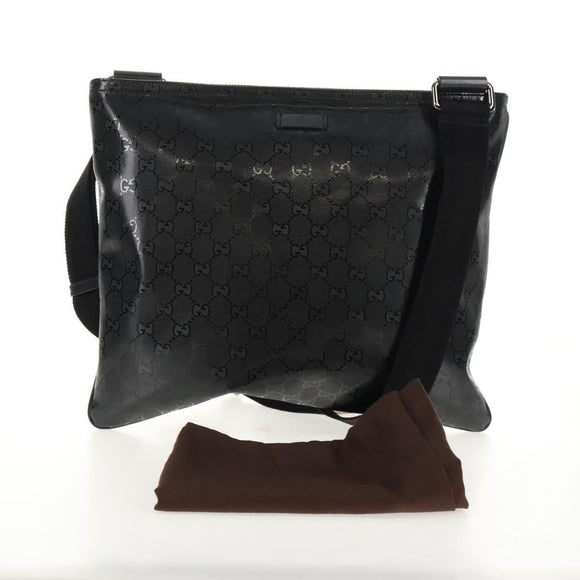 GUCCI GG implementation Shoulder Bag PVC Black Silver 201446 Auth am9344V