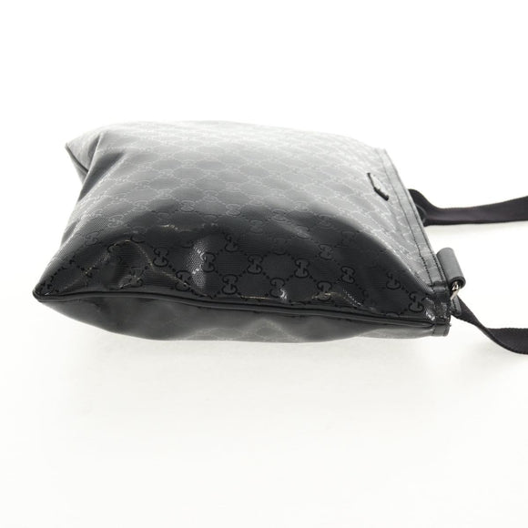 GUCCI GG implementation Shoulder Bag PVC Black Silver 201446 Auth am9344V