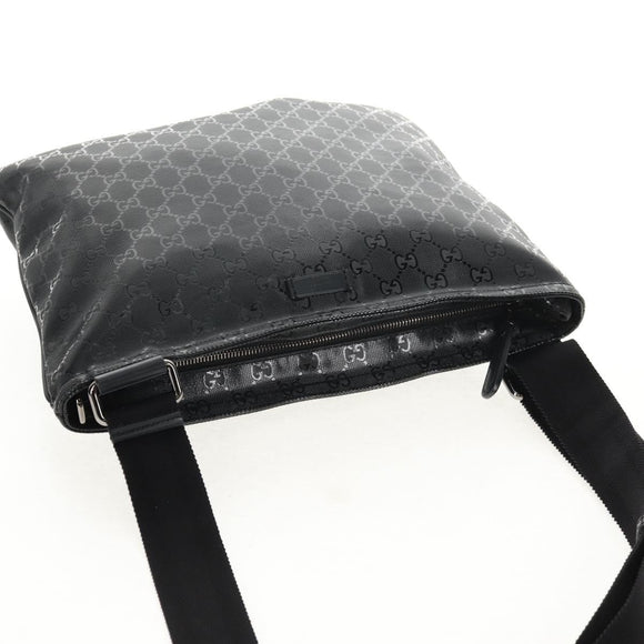GUCCI GG implementation Shoulder Bag PVC Black Silver 201446 Auth am9344V