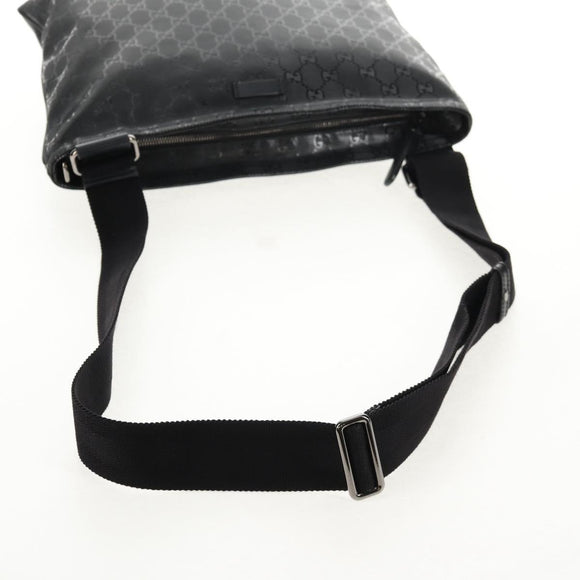GUCCI GG implementation Shoulder Bag PVC Black Silver 201446 Auth am9344V