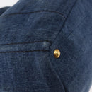 PRADA Canapa MM Hand Bag Denim Blue Gold Auth am9345-10