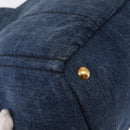 PRADA Canapa MM Hand Bag Denim Blue Gold Auth am9345-12