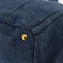 PRADA Canapa MM Hand Bag Denim Blue Gold Auth am9345-13