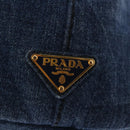 PRADA Canapa MM Hand Bag Denim Blue Gold Auth am9345-14