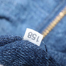 PRADA Canapa MM Hand Bag Denim Blue Gold Auth am9345-20