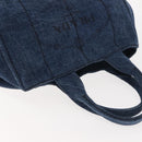 PRADA Canapa MM Hand Bag Denim Blue Gold Auth am9345-6