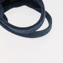 PRADA Canapa MM Hand Bag Denim Blue Gold Auth am9345-7