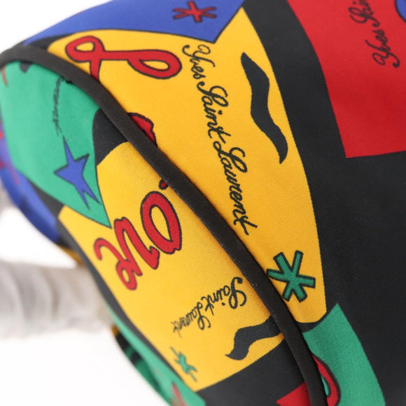 SAINT LAURENT Vanity Pouch Nylon Black Gold Auth am9351