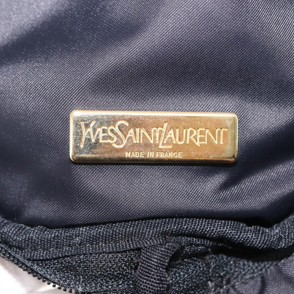 SAINT LAURENT Vanity Pouch Nylon Black Gold Auth am9351
