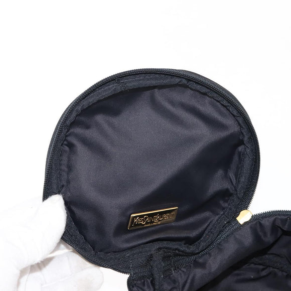 SAINT LAURENT Vanity Pouch Nylon Black Gold Auth am9351