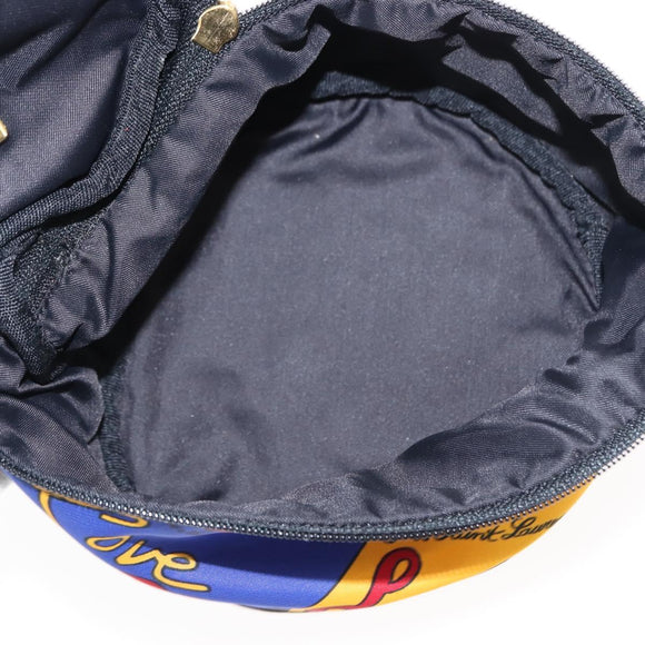 SAINT LAURENT Vanity Pouch Nylon Black Gold Auth am9351