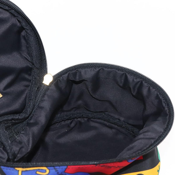 SAINT LAURENT Vanity Pouch Nylon Black Gold Auth am9351