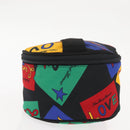 SAINT LAURENT Vanity Pouch Nylon Black Gold Auth am9351-3