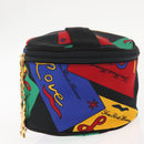 SAINT LAURENT Vanity Pouch Nylon Black Gold Auth am9351-4