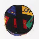 SAINT LAURENT Vanity Pouch Nylon Black Gold Auth am9351-6