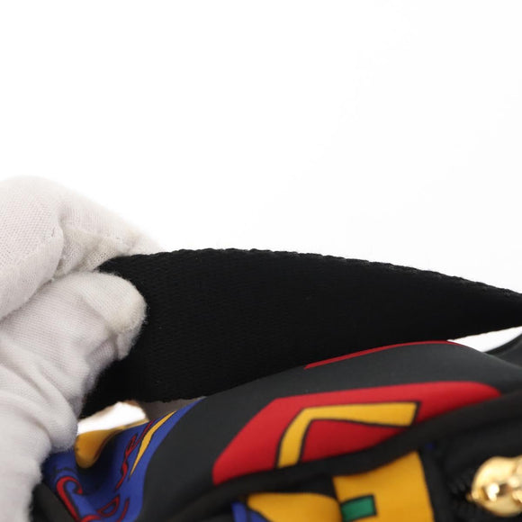 SAINT LAURENT Vanity Pouch Nylon Black Gold Auth am9351