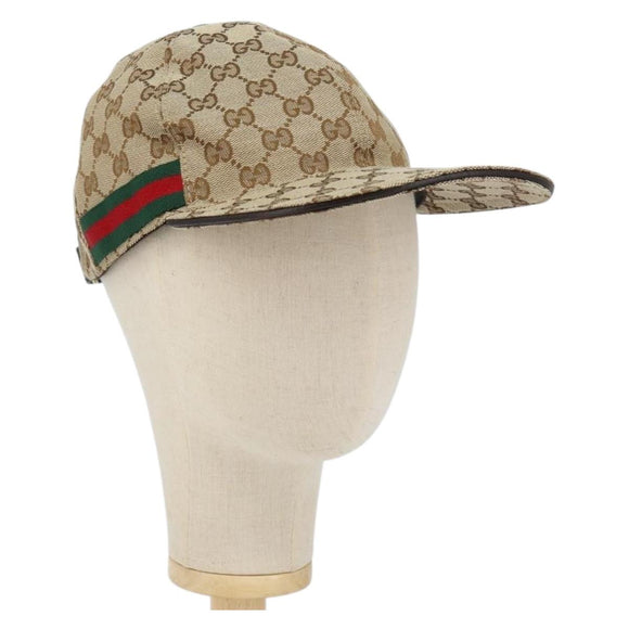 GUCCI GG Canvas baseball Cap M Beige Red Green 200035 Auth am9353