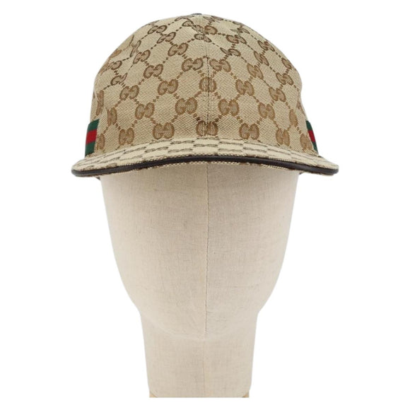 GUCCI GG Canvas baseball Cap M Beige Red Green 200035 Auth am9353