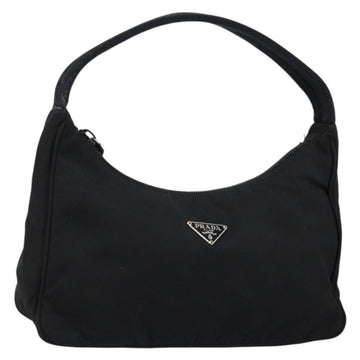 PRADA Hand Bag Nylon Black Silver Auth am9354