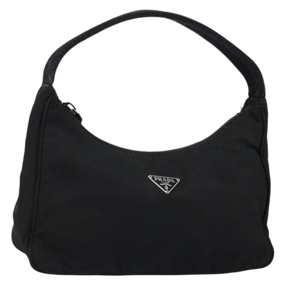PRADA Hand Bag Nylon Black Silver Auth am9354