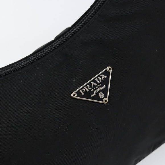 PRADA Hand Bag Nylon Black Silver Auth am9354