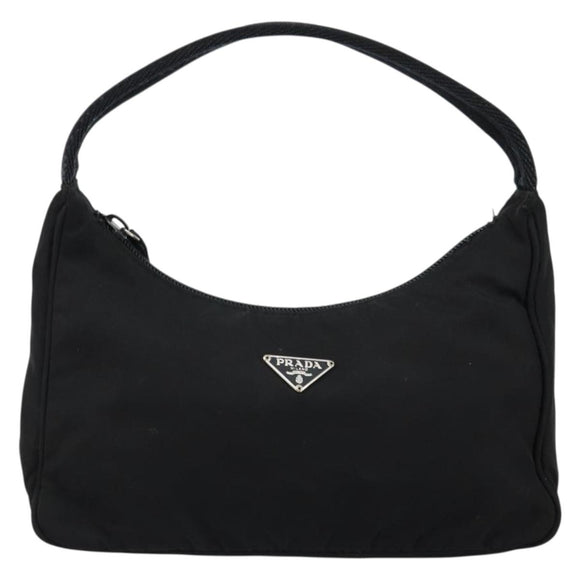 PRADA Hand Bag Nylon Black Silver Auth am9354