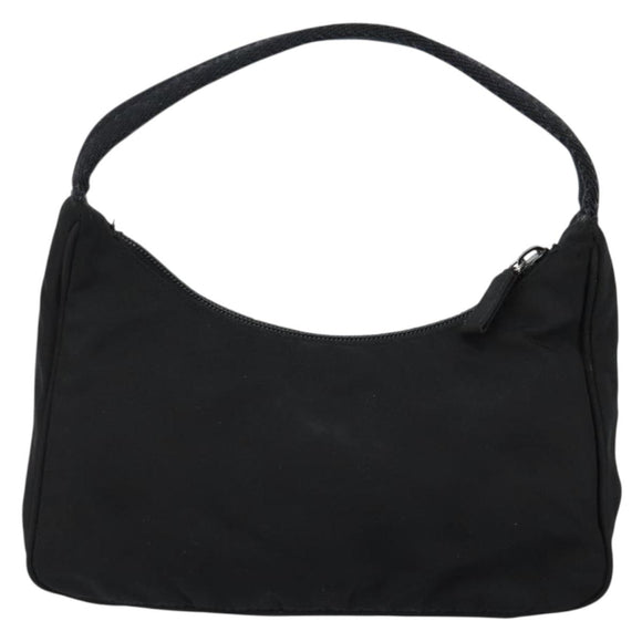 PRADA Hand Bag Nylon Black Silver Auth am9354