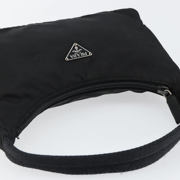 PRADA Hand Bag Nylon Black Silver Auth am9354