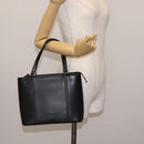 BURBERRY Hand Bag Leather Black Silver Auth am9355-20