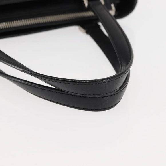 BURBERRY Hand Bag Leather Black Silver Auth am9355