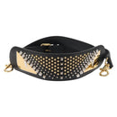 FENDI Monster Studs Shoulder Strap Leather 31.5""-39.4"" Black Gold Auth am9364-2