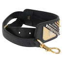 FENDI Monster Studs Shoulder Strap Leather 31.5""-39.4"" Black Gold Auth am9364-5