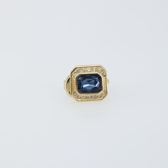 Christian Dior Earring metal Gold Blue Auth am9378