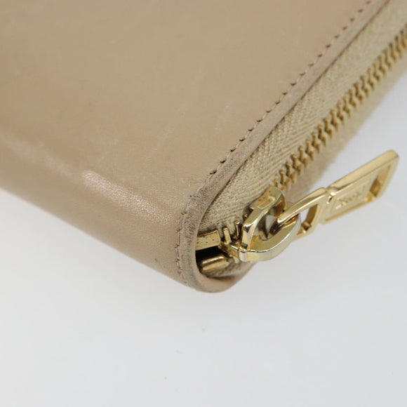 SAINT LAURENT Long Wallet Leather Beige Gold Auth am9381
